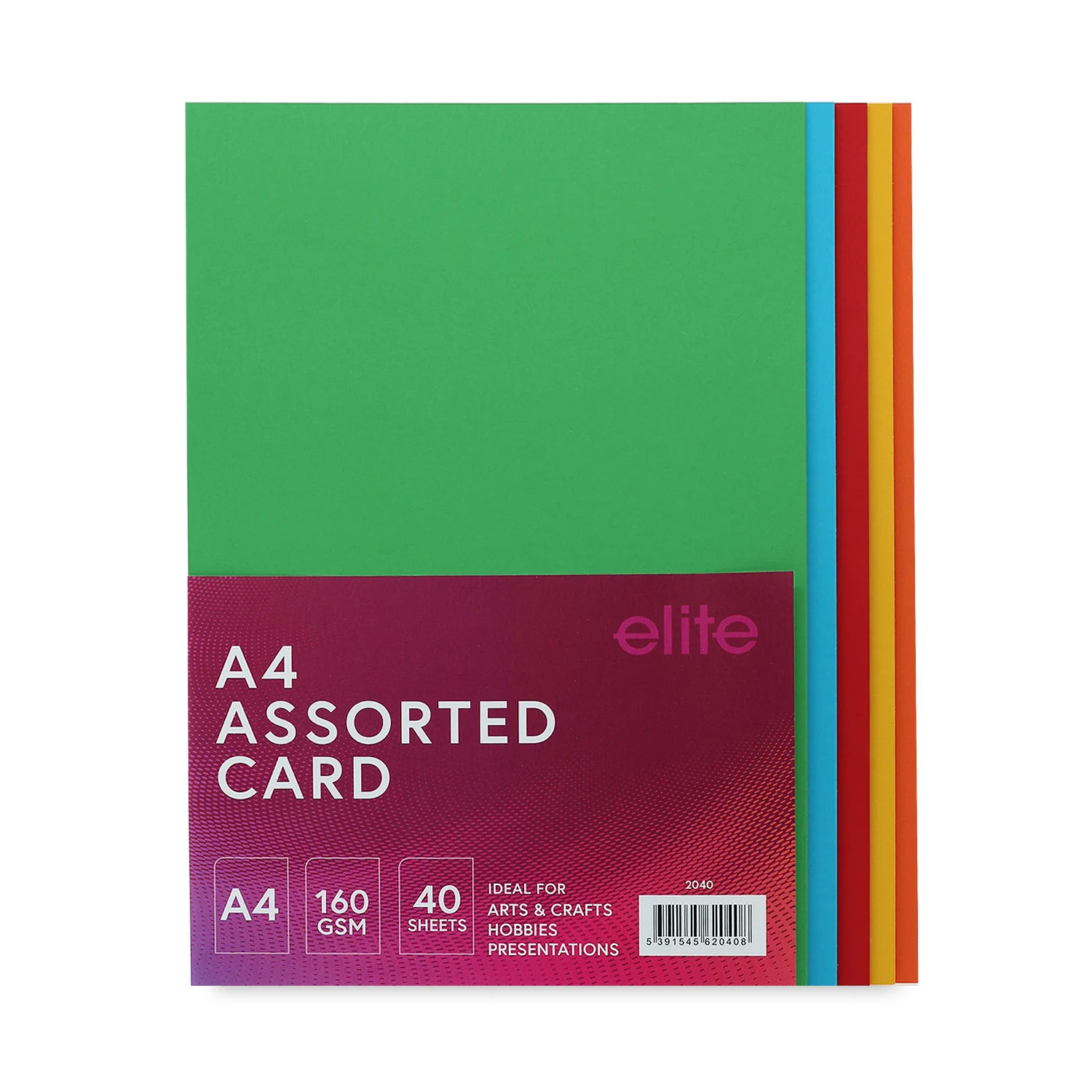 A4 Assorted Coloured Card 40Pk (Brights)