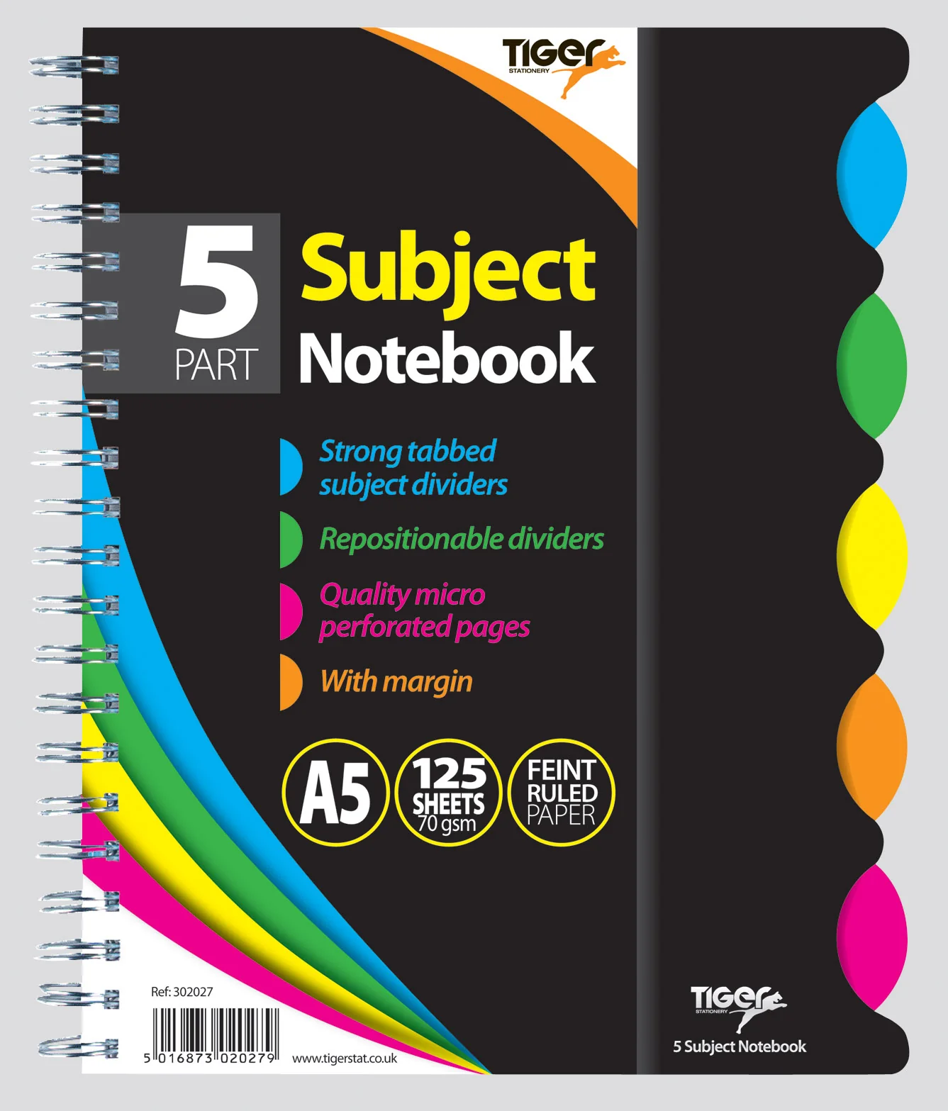 A5 5 Subject Notebook - Twinwire 125 Sheets