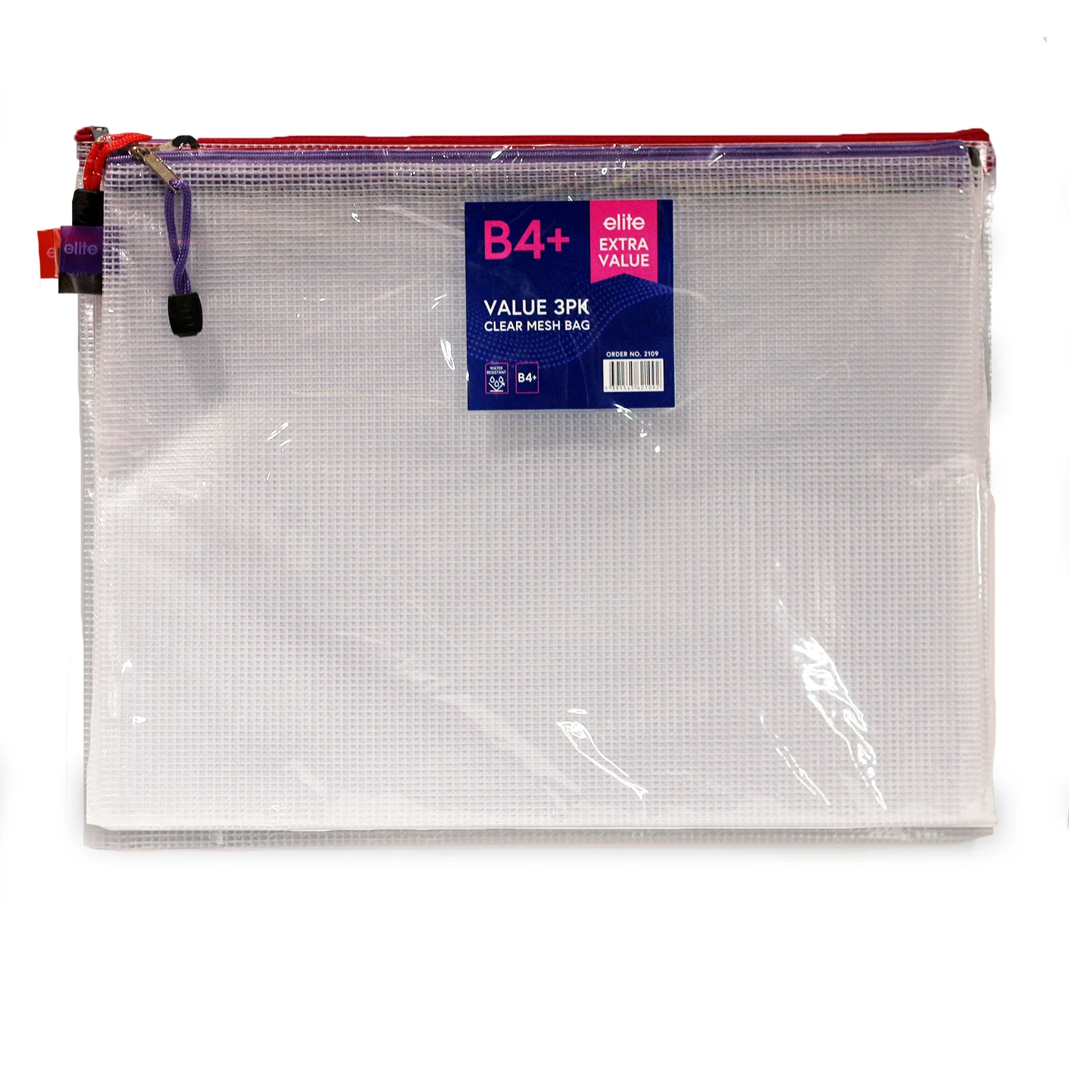 B4+ Value Mesh Bag 3-Pack Clear Multi