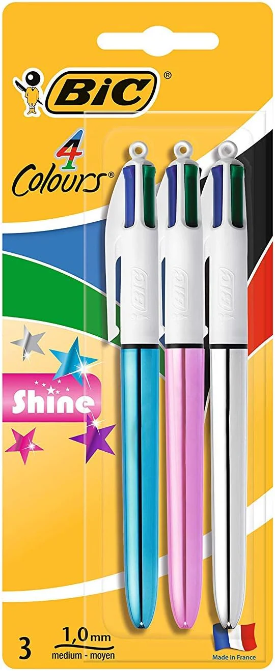 BIC 4 Colours Shine Pens 3 Pack