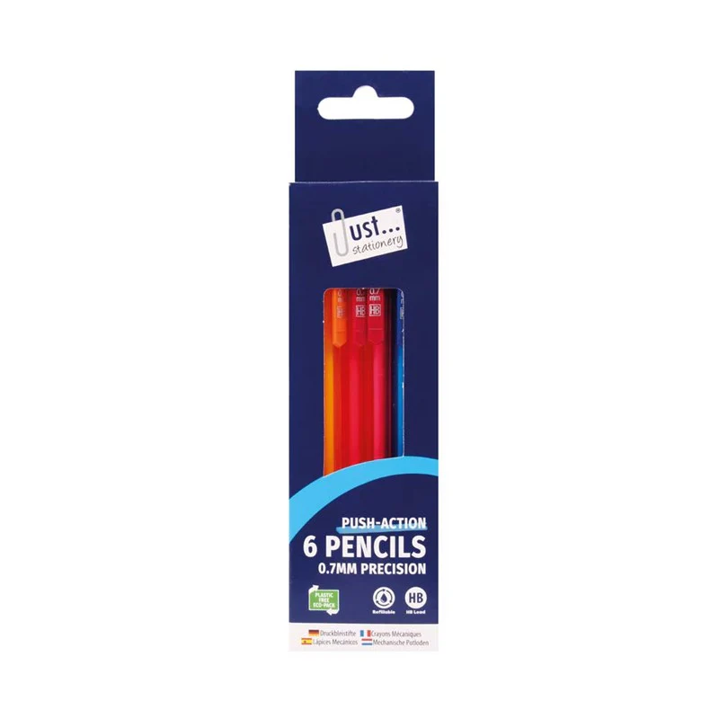 Just Stationery Mechanical Pencils With Eraser 6 Pack