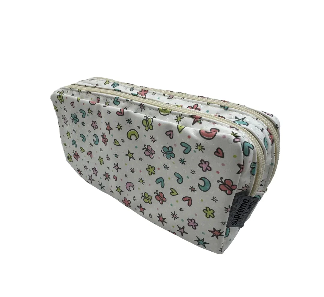 Pencil Case - Doodle Pattern with Double Zip