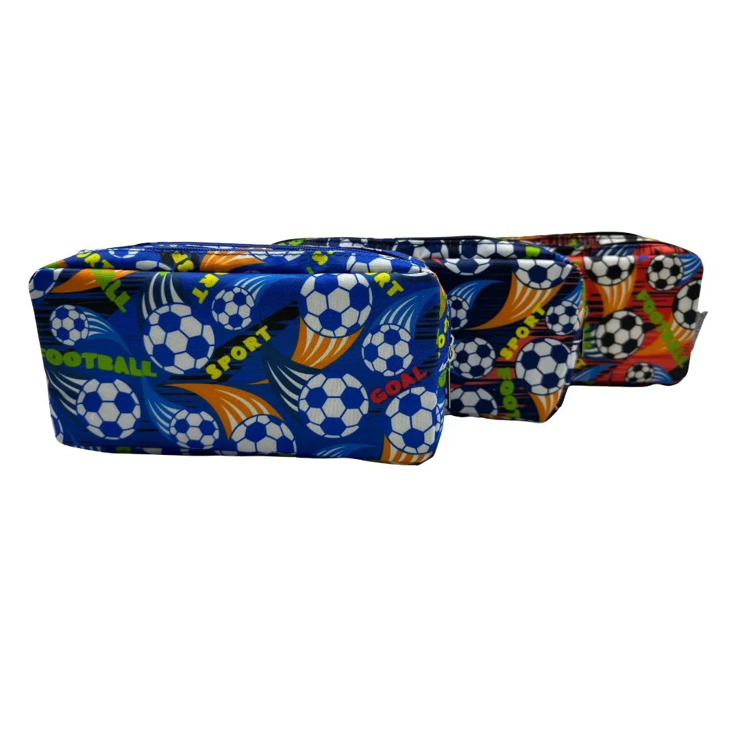 Pencil Case - Football Pattern with Double Zip