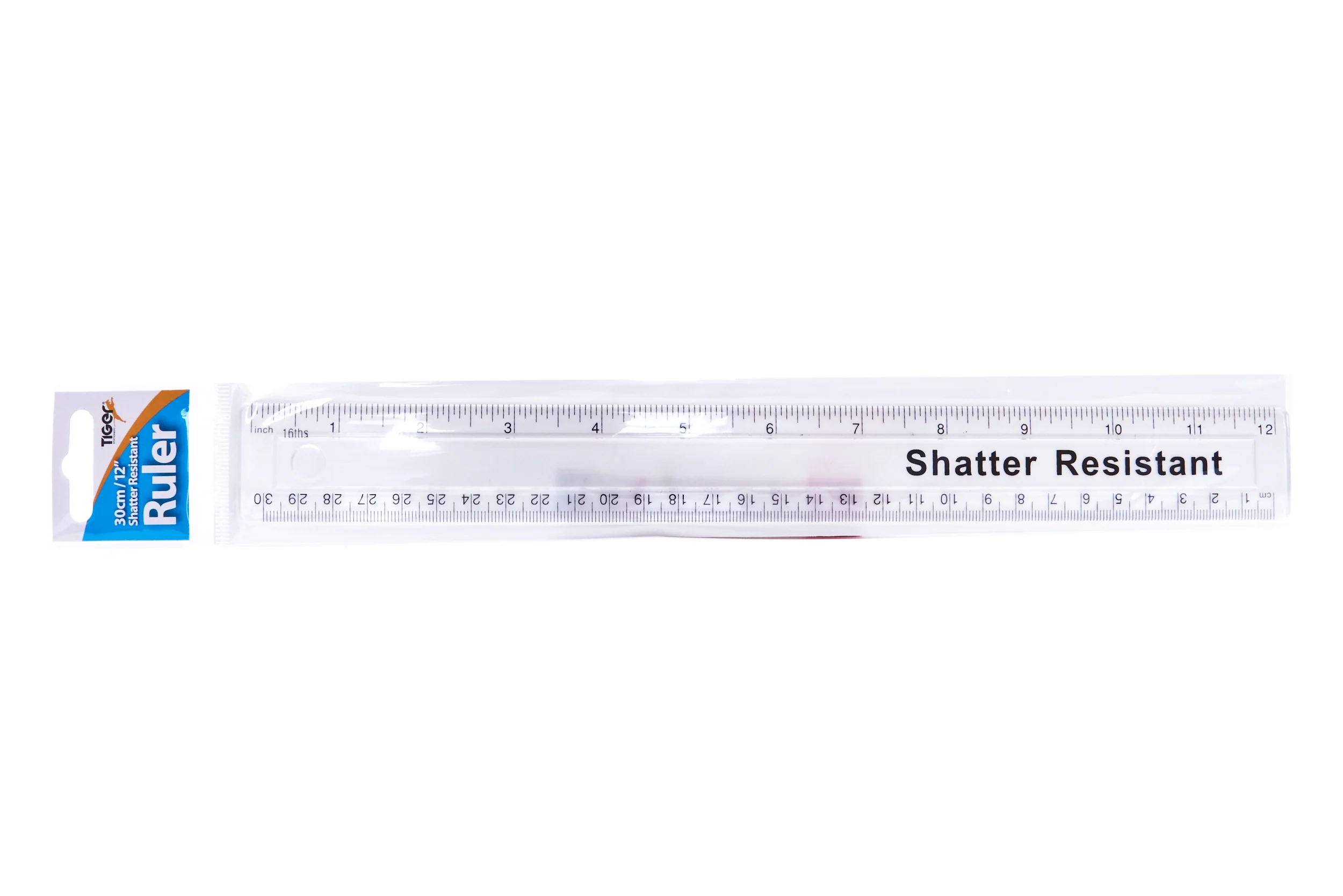 Tiger Stationery Ruler 30cm Shatter Resistant Clear